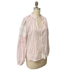 Anthropologie De Novo Boho Embroidered Sleeve Blouse